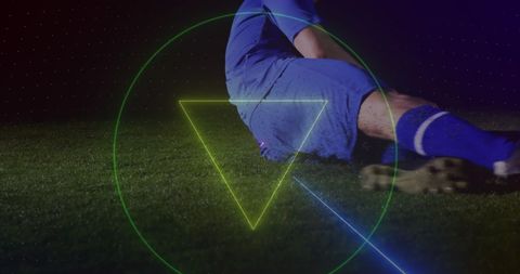 Neon Shapes Overlaying Soccer Player on Field