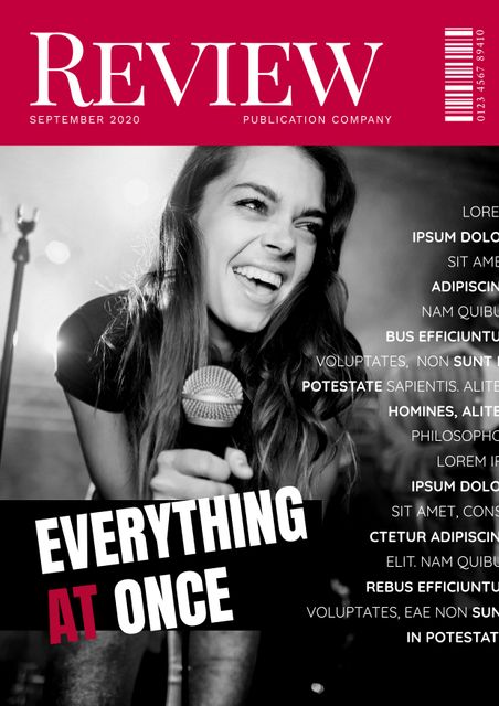 Dynamic magazine cover featuring a passionate live music singer performing on stage. Perfect for use in entertainment, music publications, lifestyle magazines, and promotional materials for concerts or musical events. The vibrant energy and engaging presence will capture the audience's attention.