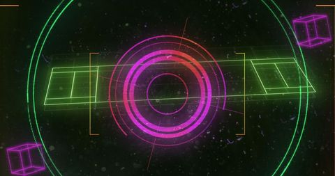 Digital Analysis of Sports Field with Neon HUD Elements