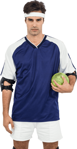 Transparent Image of Confident Sportsman with Ball Ready for Action