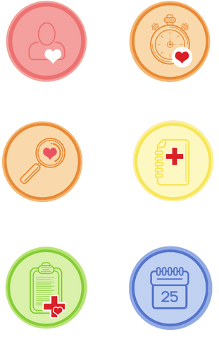 Colorful health icons on transparent background for medical concepts