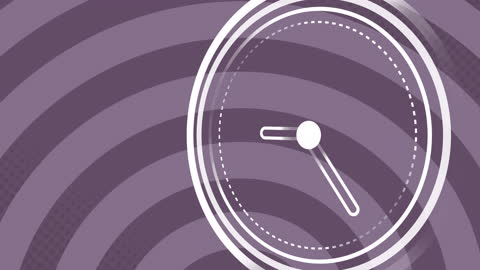 Animated Clock on Vibrant Purple Striped Background