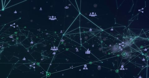 Abstract Network Connections with Digital Icons on Dark Background - Download Free Stock Images Pikwizard.com