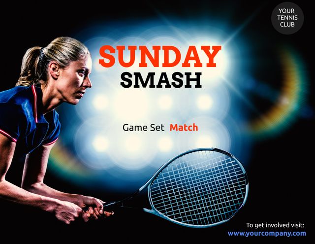 Female Tennis Player Focusing on Upcoming Match in Dynamic Ad - Download Free Stock Templates Pikwizard.com