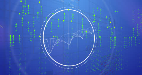 Digital DNA Strand and Data Processing Visualization