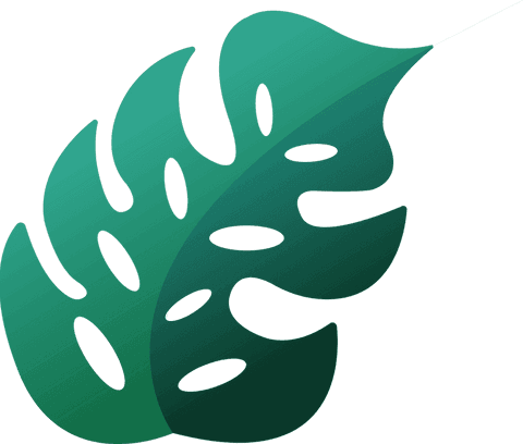Monstera leaf illustration with gradient on transparent background