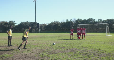Soccer Player Taking Free Kick on Sunny Field