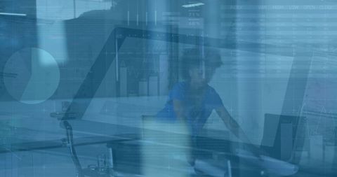 Businesswoman analyzing financial data for global solutions