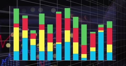 Interactive dashboard featuring stacked bar and line graphs