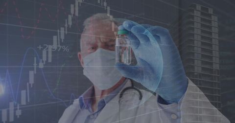 doctor analyzing vaccine booster with digital data overlay - Download Free Stock Images Pikwizard.com