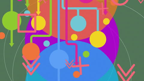 Colorful Abstract Geometric Animation with Network Icons