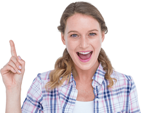 Happy Woman Pointing Up on Transparent Background - Download Free Stock Videos Pikwizard.com