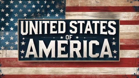 Bold USA Sign on Rustic American Flag Background