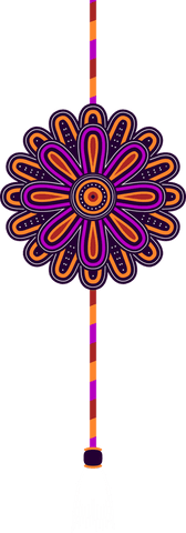 Transparent bohemian flower medallion with striped tassel design