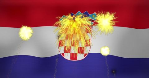 Fireworks celebrating croatian flag and patriotism