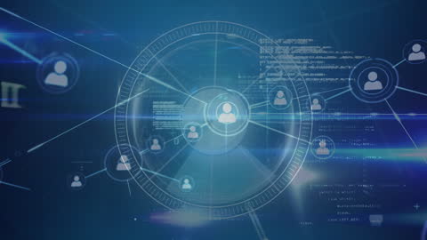 Futuristic Digital Network with Human Icon Connections