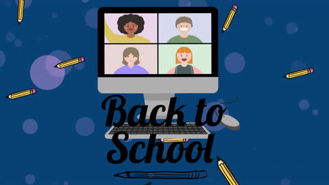 Virtual Classroom with Diverse Students for Back to School Concept