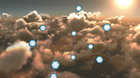 Digital Network Connections Above Dramatic Cloudscape