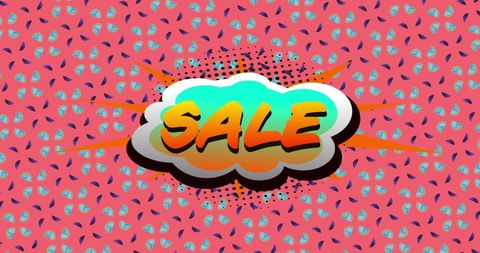 Vibrant Retro Sale Graphic with Patterned Background