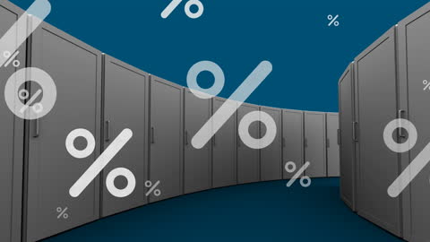 Percentage Symbols with Modern Server Room Design Concept