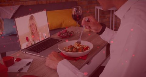Virtual date night with romantic decor and spaghetti dinner