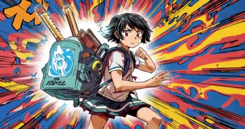 Animated Student Running with Backpack Preparing for Adventure