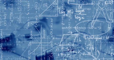 Mathematical Equations Animation on Blue Background