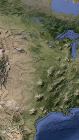 Rotating 3D North America Globe Revealing Rocky Mountains and Topographic Terrain Vertical Video