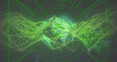 Futuristic Digital Globe with Wireframe Mesh Waves