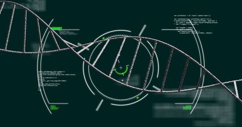 futuristic dna helix in digital interface with holographic code - Download Free Stock Images Pikwizard.com
