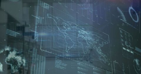 Futuristic Digital Interface with World Map and Codes - Download Free Stock Images Pikwizard.com