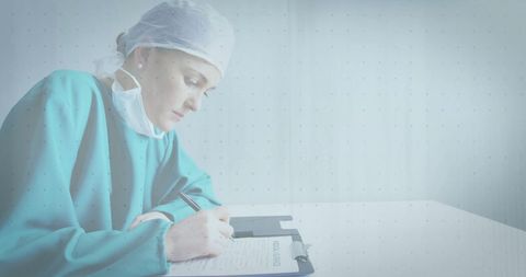 Caucasian Female Doctor Analyzing Medical Data Digitally