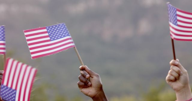 Hands Waving American Flags Outdoors, Celebrating Patriotism - Download Free Stock Images Pikwizard.com