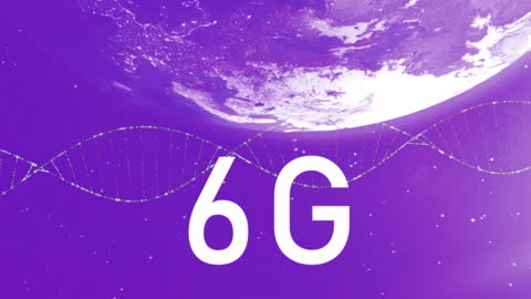6G Technology with Global Connection and DNA Interface Animation