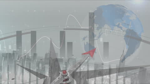 Animated Globe with Digital Compass and Data Visualization