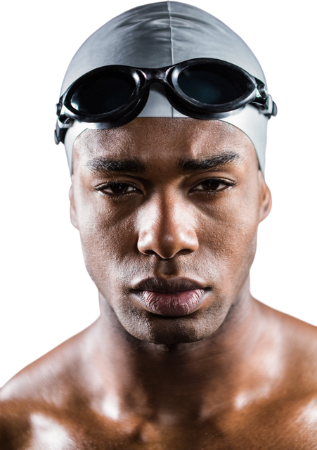 Transparent Portrait of Serious Swimmer with Goggles and Swimming Cap - Download Free Stock Videos Pikwizard.com