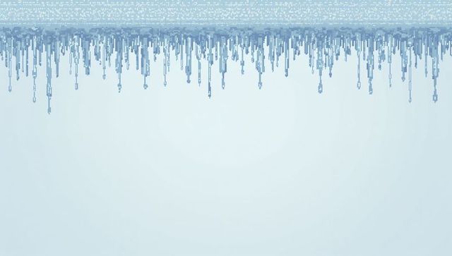 Inverted pixelated skyline hanging over pale cyan gradient minimal tech background