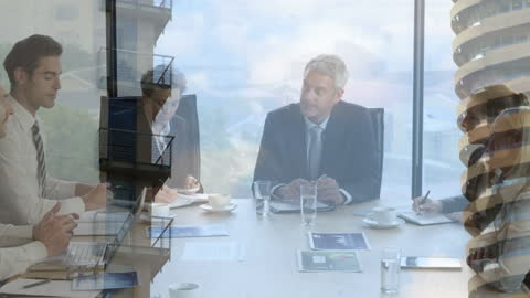 Triumphant Reflective Engineers Brainstorm in Tech-Spliced Construct Scene