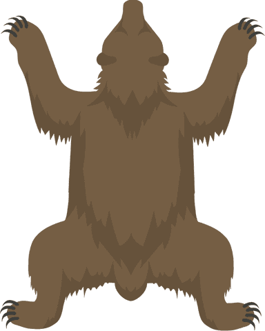 Transparent brown bear hide rug design with claws visible