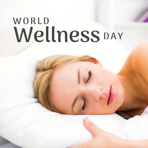 Peaceful Sleep Woman Celebrates World Wellness Day - Download Free Stock Templates Pikwizard.com