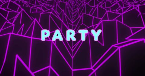 neon party text on digital geometric background - Download Free Stock Images Pikwizard.com
