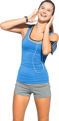 smiling fitness woman listening to music on transparent background - Download Free Stock Videos Pikwizard.com