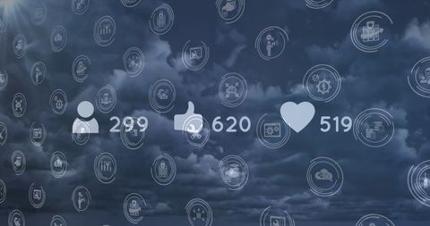 abstract social media reactions against cloudy sky - Download Free Stock Images Pikwizard.com