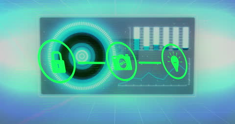 Holographic Technology Interface with Connected Digital Icons