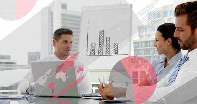 Business Team Analyzing Data in Modern Office with Graph in Background - Download Free Stock Images Pikwizard.com