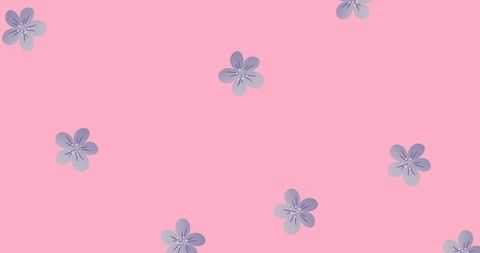 Floating Blue Florals on Soft Pink Background for Patterns