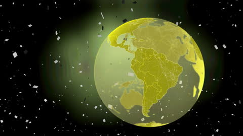 Animated Globe with Digital Connections and Confetti