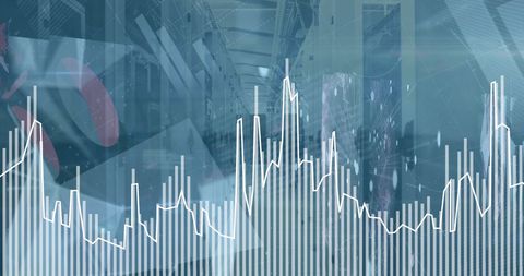 Financial Data Analysis Overlaying a High-Tech Server Room - Download Free Stock Images Pikwizard.com