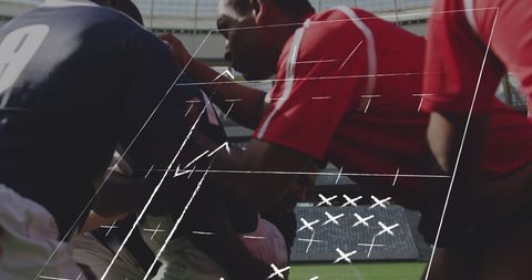 Dynamic Rugby Players with Tactical Game Strategy Overlay