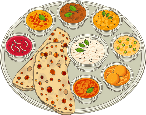 authentic thali platter with curries and rotis on transparent background - Download Free Stock Videos Pikwizard.com